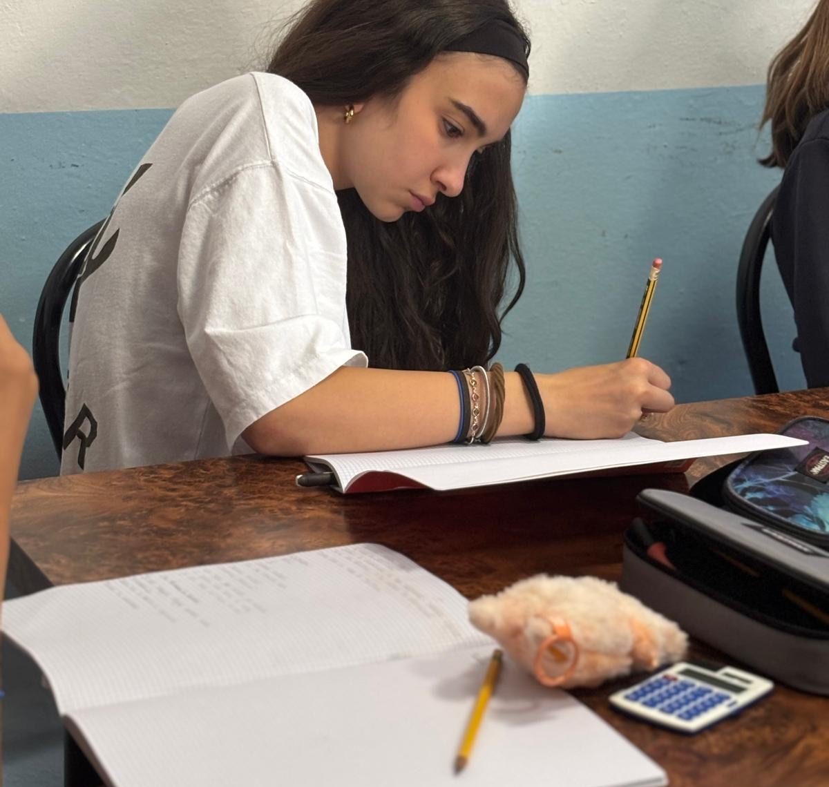 Una ragazza concentrata mentre studia